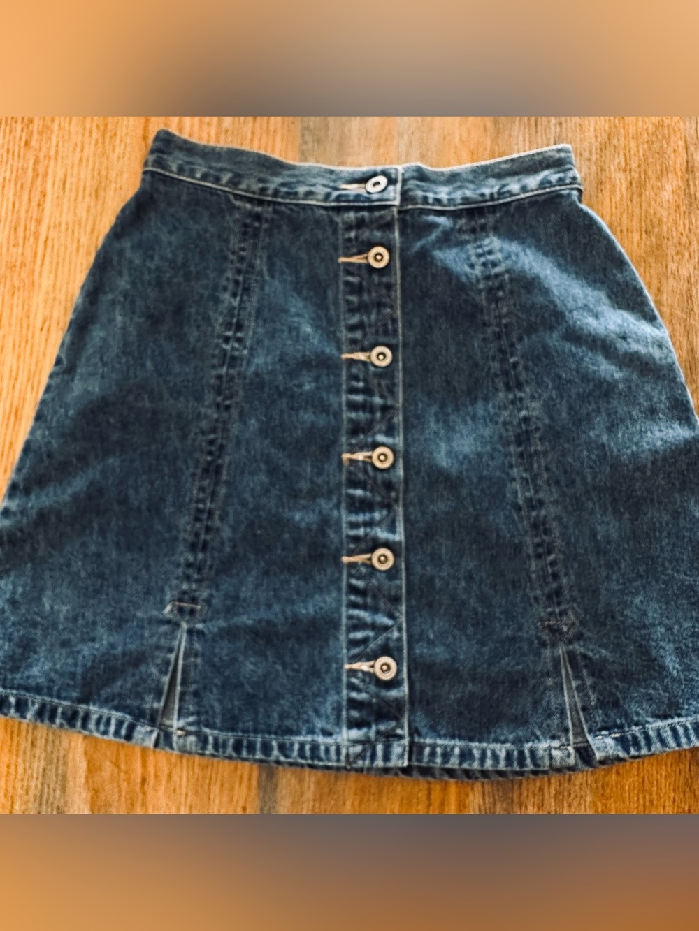 Vintage American Eagle Front-Button Dark Blue Denim Skirt